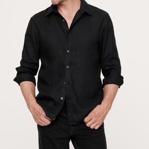 NWT Mens Banana Republic Black Linen Blend Button Down Shirt
